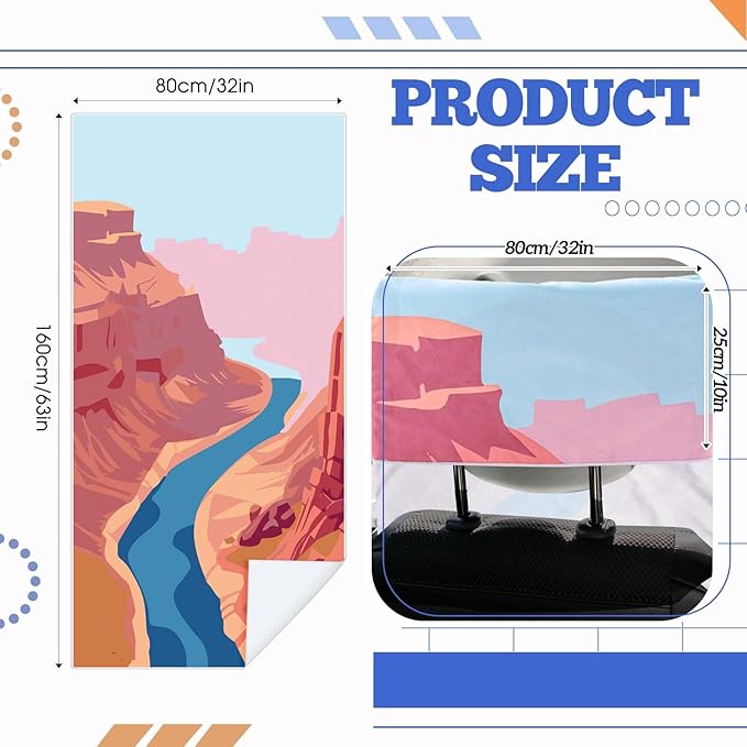 Hahafelt 1 Pack Car Seat Towel Covers with Storage Bag 63 x 32 Inch Athletic Running Towel Seat Sweat Washable Non Slip Cover Gift for Car Outdoor Sport Activities (Grand Canyon)