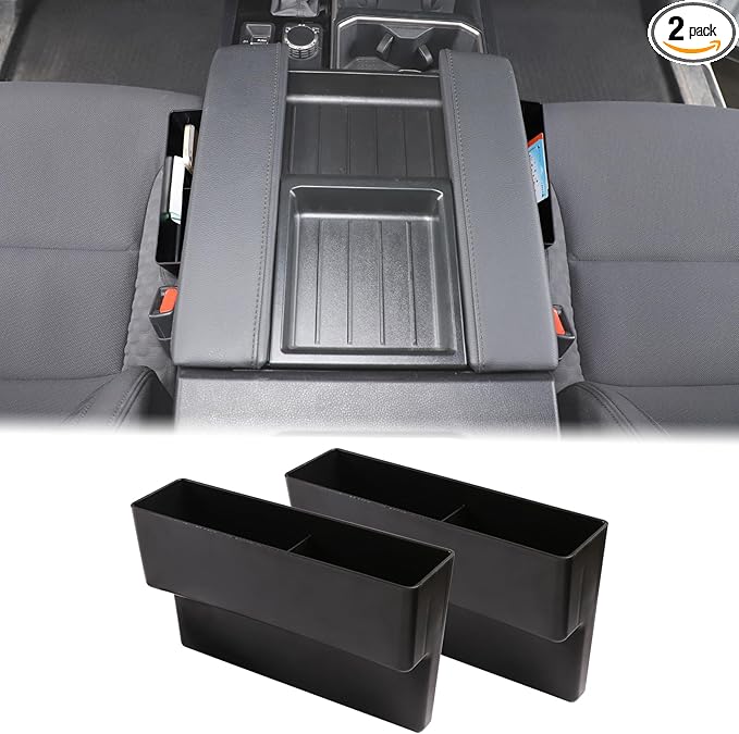 Aunginsy 2Pcs Car Seat Gap Filler Organizer Compatible with Toyota Tundra 2022-2025 2026, Car Front Seat Organizer Truck Side Seat Crevice Gap Filler Storage Box Between Seat & Console ABS Accessories