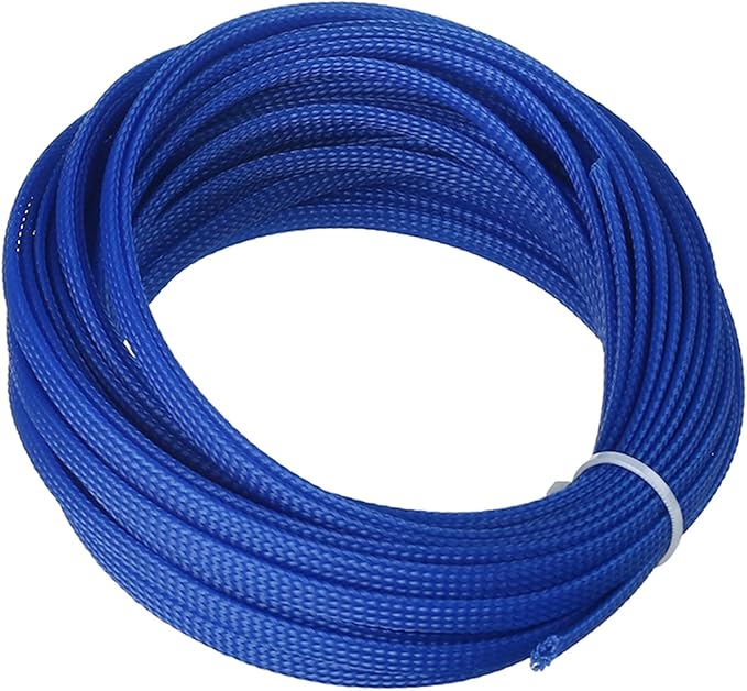 Aicosineg 32.81ft PET Flexible Braided Cable Sleeve 0.25inch Width Wire Loom Sleeving and Organizer Flexible Wire Mesh Sleeve Wrap Protector for TV Audio PC Cords from Pets Chewing Blue