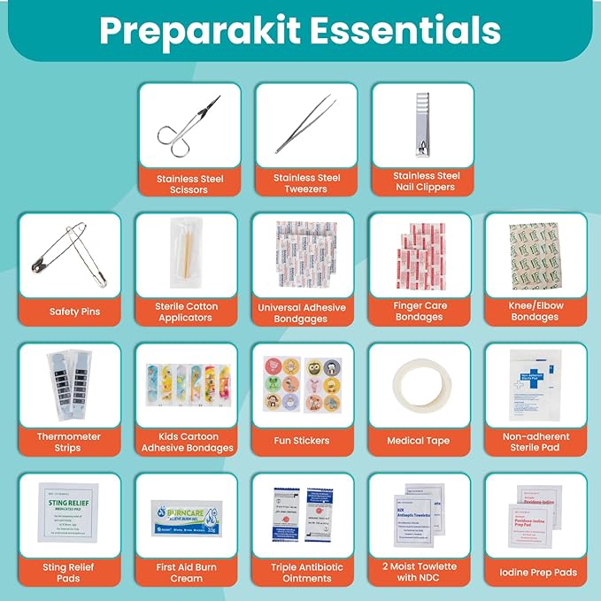 Kids First Aid Kit - 75-Piece Travel First Aid Kit for Toddlers and Babies, TSA Approved, Latex Free, Fits Diaper Bag, Backpack, Purse or Car, Designed by a Mom and Nurse (Orange Crush)