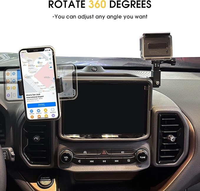 sukemichi Dash Phone Mount for Bronco Sport, Cell Phone Holder & Camera Mount, Multi-Function Dashboard Phone Holder Mount with Tray for 2021-2024 Ford Bronco Sport Accessories 2 Door 4 Door