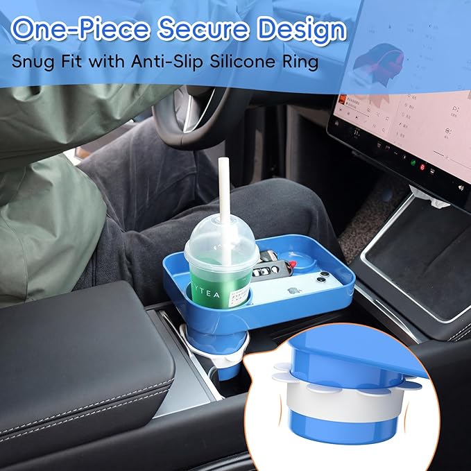 Kids Car Seat Tray, Travel Tray with Cup Holder for Toddler Baby, Kids Car Seat Food Snack Organizer for Road Trip, Stroller Snack Organizer Travel Must Haves Toddler Must Haves (Blue, 2 Packs)