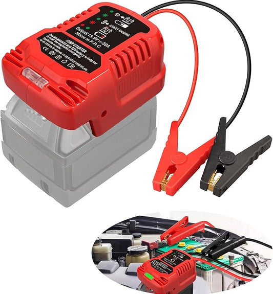 Jump Starter Adapter for Milwaukee M18 18V Li-ion Battery Powered with 12V Jumper Cables &Clamps for 3.5L Vehicles,Portable Car Charger Jump Starter (Battery not Included)