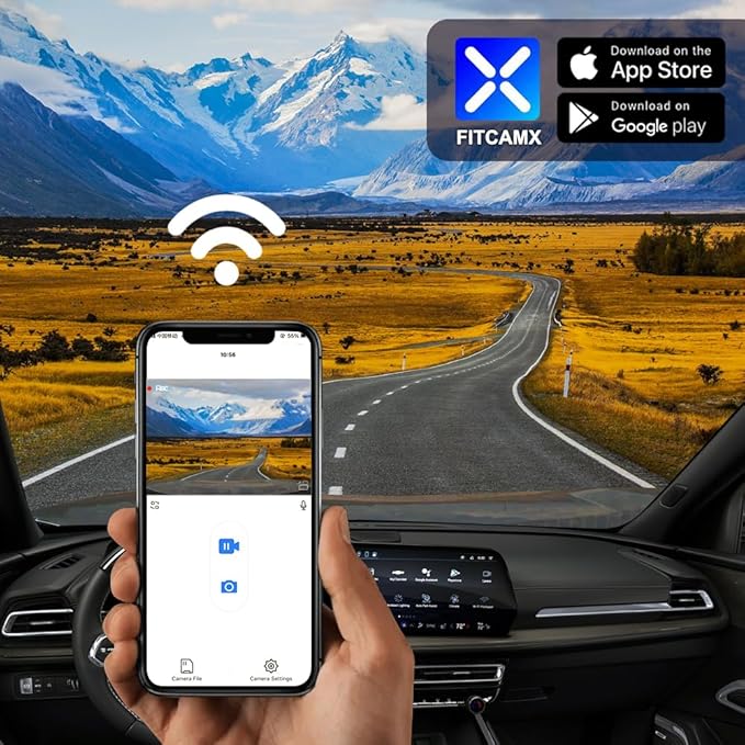 Fitcamx 4K Dash Cam Suitable for Chevy Traverse 2024-2026 LT LS RS Z71 High Country (HD2-D5300), OEM Look, UHD 2160P Video, Built-in WiFi & APP, Loop Recording, Gravity Sensor, Plug & Play, 64GB Card