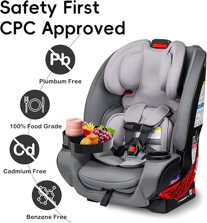 Kids Car Seat Tray, Travel Tray with Cup Holder for Toddler Baby, Kids Car Seat Food Snack Organizer for Road Trip, Stroller snack tray travel must haves - Black