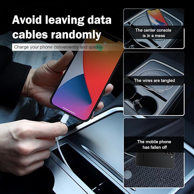 Model 3/Y Car Center Console Storage Box, Embedded Plastic Central Control Organizer Box for Phone, Data Cable & Glasses Car Inside Organizer
