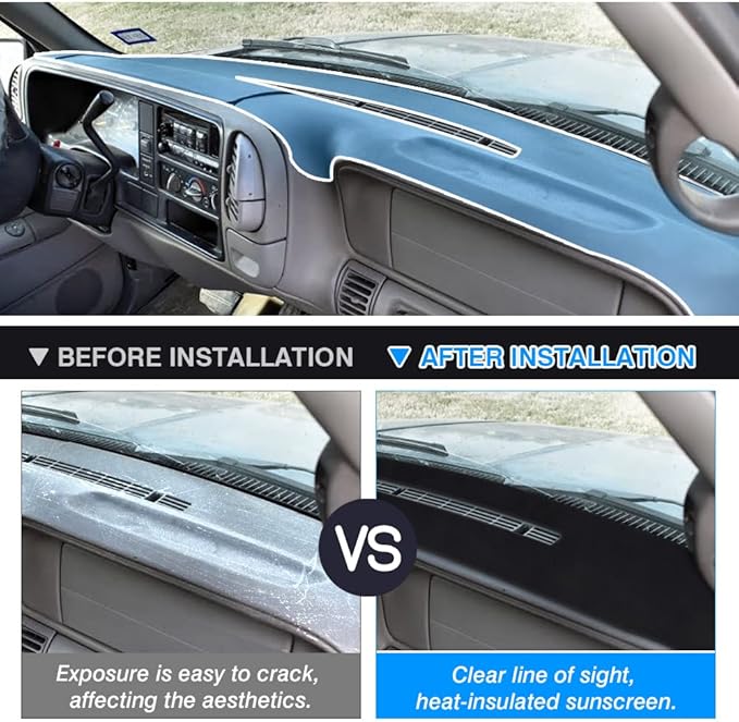 Autorder Dashboard Cover Mat for 1997-2000 Chevy Chevrolet Silverado/GMC Sierra C1500 C2500 C3500 K1500 K2500 K3500, 1997-1999 GMC Yukon/Chevy Tahoe Accessories Dash Cover Flannel Dash Mat Protector