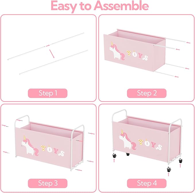 GRANNY SAYS Toy Box for Boys Girls, Extra Large Toy Chest Storage with Wheels, Metal Kids Toy Storage Organizer for Living Room Storage, 135L Toy Bins for Kids Organizer Stuffed Animals, Pink