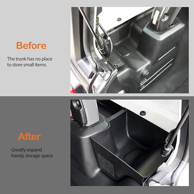 2Pcs Trunk Organizer Storage Wheel Well Storage Bin Rear for 2018-2023 Jeep Wrangler JL JLU 4-Door Storage Rear Storage Box Tray Jeep Wrangler Accessories (Not Applicable to 2-Door JL Models)