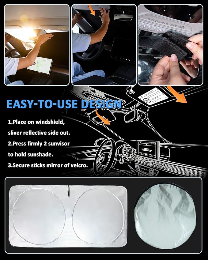 Sun Shade for Honda Pilot 2016-2025 2026 Windshield Sunshade fit for Pilot EX-L Special Edition Elite Edition Touring Accessories Front Window Shield Windshield Cover Sun Visor Protector