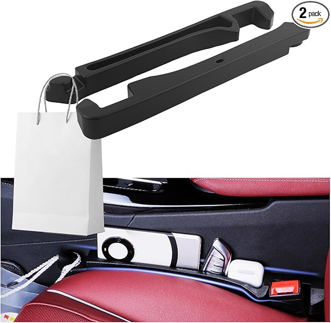 2PCS Upgraded Car Seat Gap Filler Organizer,Versatile Car Gap Filler Organizer with Hooks & Storage Slots Design,Soft Cars Seat Gaps Fillers Strip Cars Accessories Interior