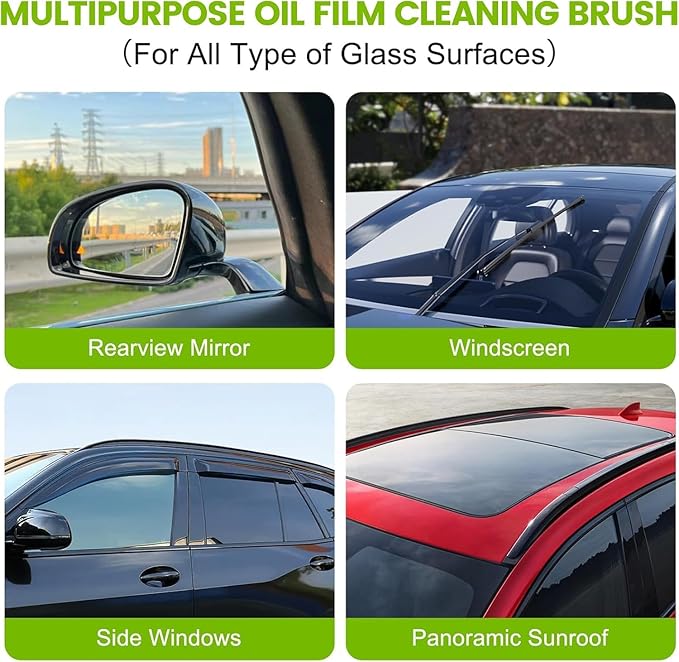 2026 upgraded Clear Vision glass cleaner, oil-free car windshield brush, reusable car windshield oil film cleaning brush, 150ml universal Clear Vision glass cleaning tool