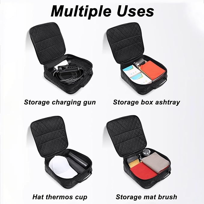 EV Charging Cable Storage Bag for Porsche Cayenne Turbo S E-Hybrid 2017–2025 2020 2021 2022 2023 2024, PU Leather Water-Resistant Reinforced Case, Large Capacity Durable Car Charging Cable Organizer