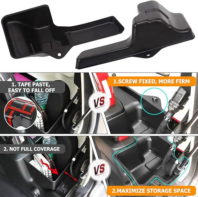 Wheel Well Storage Bin Rear Trunk Organizer Tray Cargo Storage Box for 2018 2019 2020 2021 2022 2023 Jeep Wrangler JL JLU Interior Accessories, Easy Screw-installation, Left & Right 2pcs