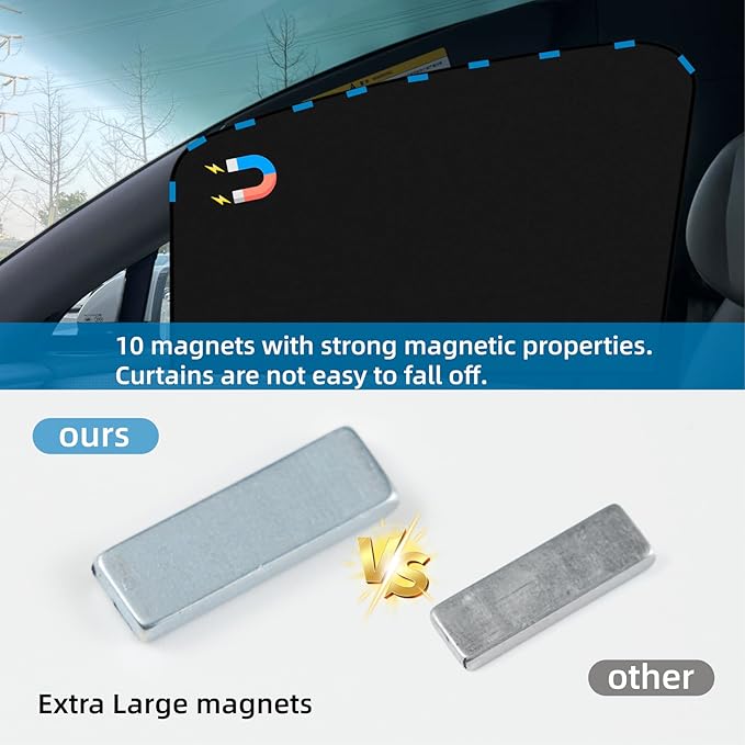 VANPET 5 Pcs Car Curtains, 99% Light Blocking Fabric Rear Seat & Side Windows Divider Curtain Baby Shades, Wide Sedan SUV Sunshade Screen Covers for Travel Camping (Extra Large Car Curtains 5 Pcs)