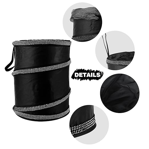 eing Car Trash Can, Portable Garbage Bin with Bling Diamonds, Collapsible Pop-up Water Proof Bag, Waste Basket Bin, Rubbish Bin (1 Pack, Black)