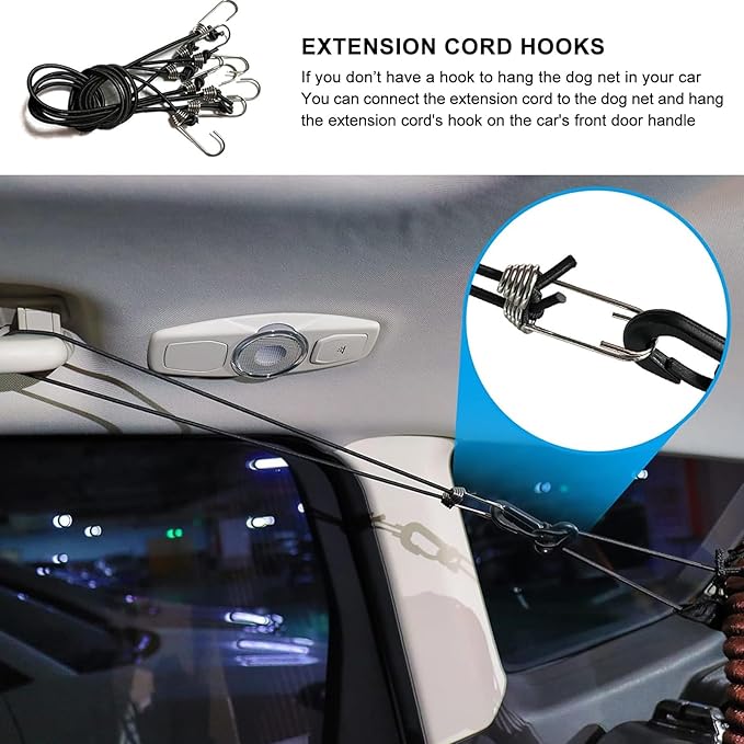 Dog Car Barrier 47" Wide for Trucks/SUVs/Full Sized Sedans Pet Restraint Car Backseat Divider Vehicle Gate Cargo Area Travel Trunk Mesh Net Screen Barricade