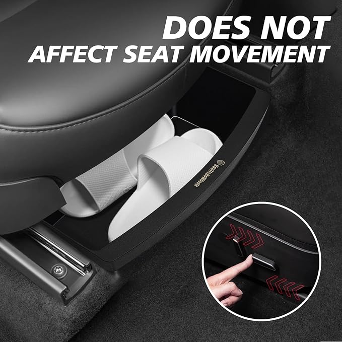VaultsOnWheels Under Seat Storage Box Fit for 2026 Model Y Juniper Refresh Accessories, Console Organizer Tool Box Custom Fit Detachable Underseat Organizer