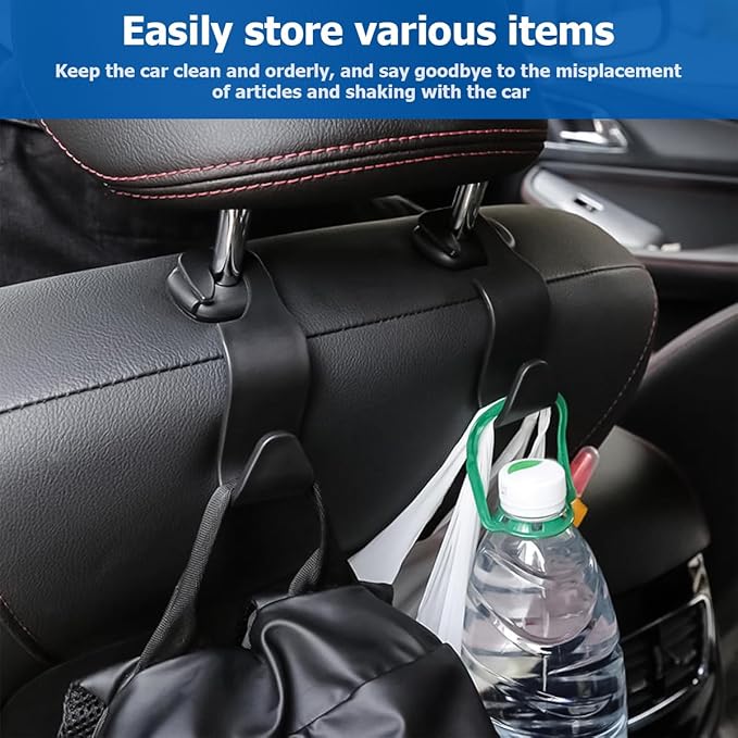 4PCS Car Back Seat Headrest Hooks, Rear Car Seat Storage Headrest Hanger Holder Hooks Organizer, Universal Auto Interior Accessories for Bag Purse Handbag Cloth Coats Grocery (Light Blue)