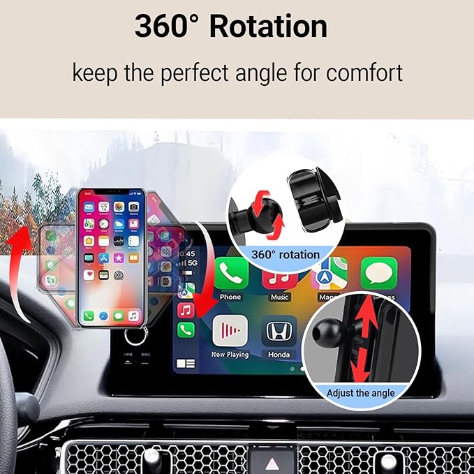 for 2022 2023 2024 2025 2026 Honda Civic 11th Gen Phone Holder, 7/9-inch Screen Fixed Clip, 360° Rotation, Compatible with MagSafe, for Honda Civic Accessories