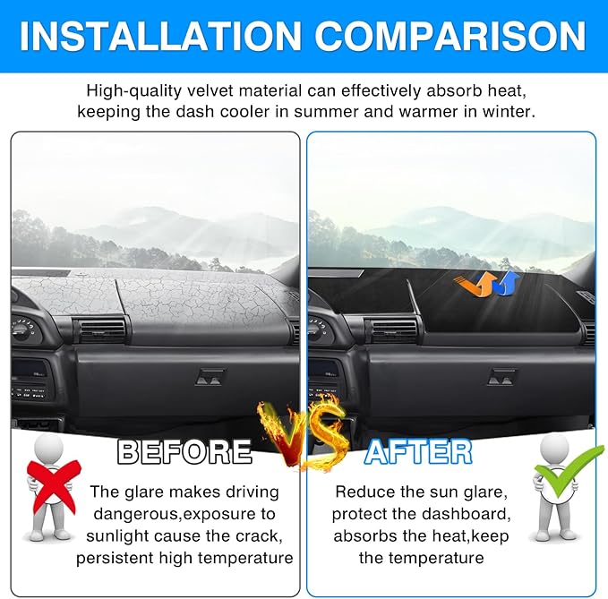 Autorder Dashboard Cover Mat for 1993 1994 1995 1996 Chevrolet Camaro Accessories Dash Cover Upgrade Velvet Dash Mat Sunshade Glare UV Rays Protector