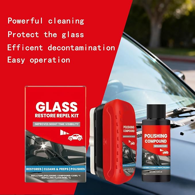 2025 New Car Windshield Cleaner Tool - Automotive Oil Film Remover Brush for Windows & Glass, Anti-Fog Rain Repellent Cleaner - Interior & Exterior Windshield Glass Cleaning Board