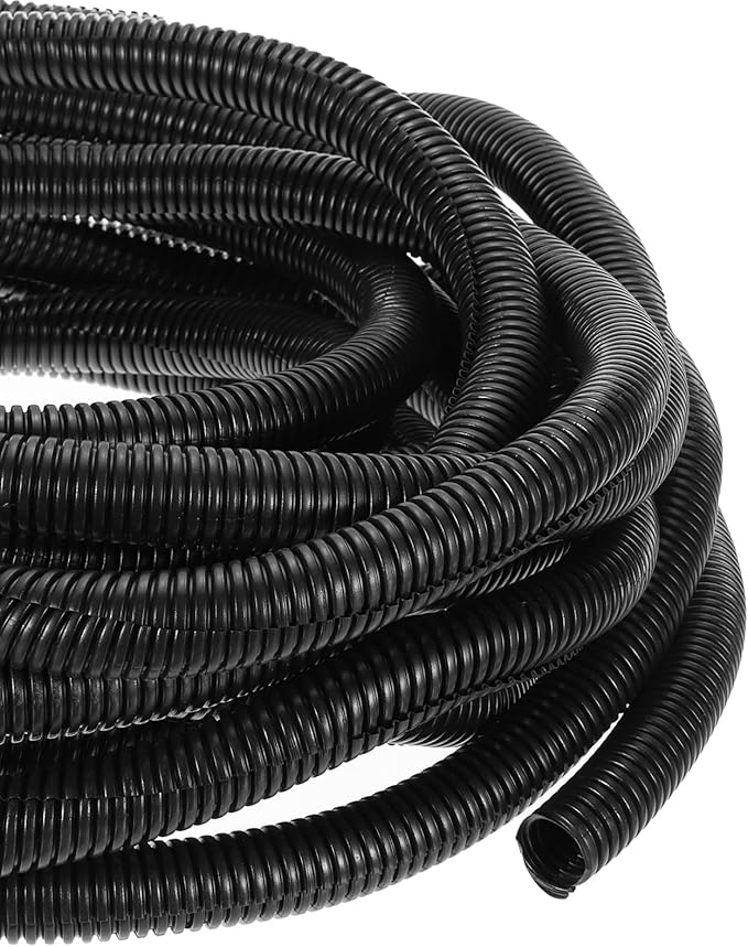 DMiotech 50ft Wire Loom Split Tubing 1 1/4 Inch(31.8 Mm) ID, Cord Protectors from Pet Flexible Conduit Cable Management for Office, Home, Garden, Black