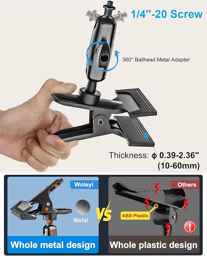 Car Sun Visor Phone Holder - [Metal Arm Clamp] Cell Phone Holders for Your Car Mount, 360° Adjustable Automobile Hands Free Cradle, for iPhone 17 Air Pro Max 16 15 14 13 12, Android, 4-7" Smartphones