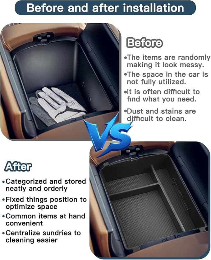 Ruiya (2Packs) 2026 Palisade Console Organizer for Hyundai Palisade LX3 Accessories Under Storage & Armrest Box Compatible with 2026 Hyundai Palisade Calligraphy(Only for 7-seat Version)
