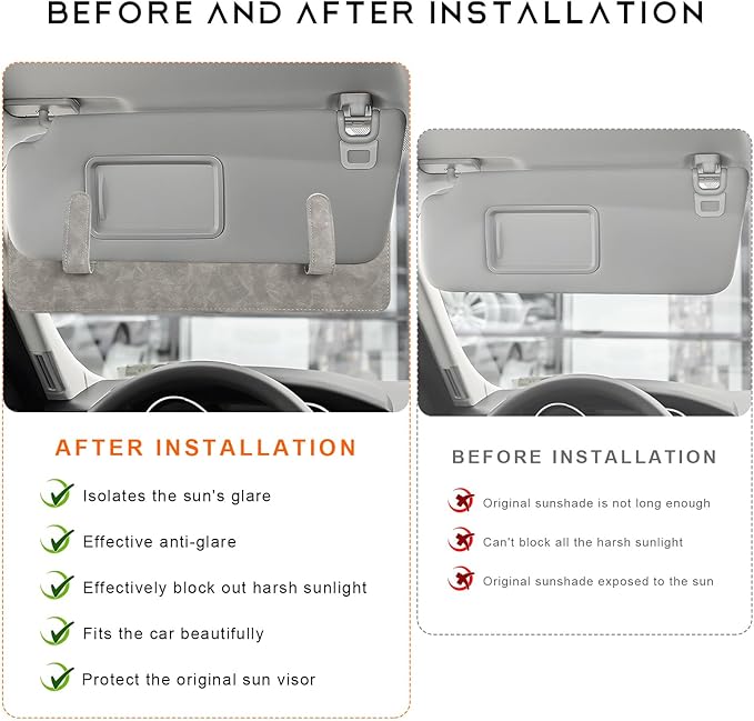 2 PCS Sun Visor Extender for Car, Anti-Glare Sunvisor Extension Shade Attachment for Safe Driving, Clip-On Sun Blocker Sunshade Extender Protect Driver Passenger from UV Rays (Spot Gray)