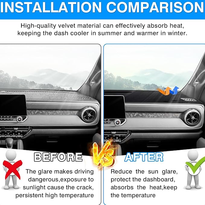 Autorder Dashboard Cover Mat for 2023 2024 2025 2026 Chevy/Chevrolet Colorado Accessories Dash Cover Upgrade Velvet Dash Mat Sunshade Glare UV Rays Protector