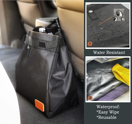 Car Trash Can Hanging for Headrest, Extra Large Waterproof Auto Garbage Bag Organizer, Collapsible Vehicle Waste Bin (Purple)