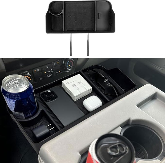 Zxiaochun Center Console Seat Headrest Organizer for 2011-2024 2025 Ford F150 F250 F350 F450 F550 F650 Accessories, Storage Tray with Non-Slip Rubber Mat (Jump Seat Only)