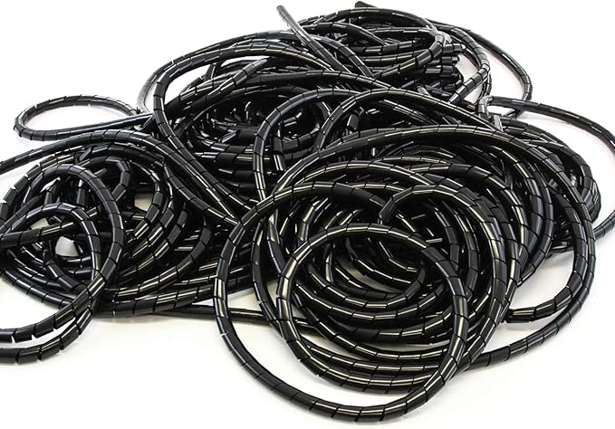 165FT PE 3/4 Inches (20 mm) Black Polyethylene Spiral Wire Wrap Hydraulic Hose Wrap Tube Management Protector Sleeve for Car Computer Cable Wire Holder Organizer PC and TV