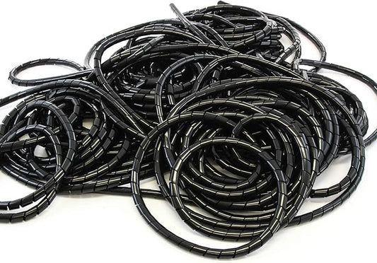 165FT PE 3/4 Inches (20 mm) Black Polyethylene Spiral Wire Wrap Hydraulic Hose Wrap Tube Management Protector Sleeve for Car Computer Cable Wire Holder Organizer PC and TV