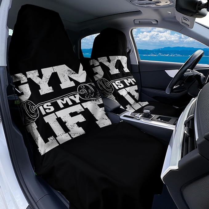 2 Pack Car Towel Seat Covers with Storage Bag, Multifunctional Towel for Gym Outdoor Sport, Picnic, Beach, Pet Dog Travel,Non-Slip Washable Car Seat Protector (Gym is Life)