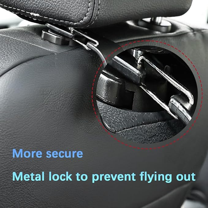 Zpana Car Seat Headrest Hook, 4PCS Vehicle Seat Back Hanger Hook with Metal Lock, Multifunctional Auto Interior Purse Handbag Storage Organizer Accessories, Universal for SUV RV Truck (Beige)