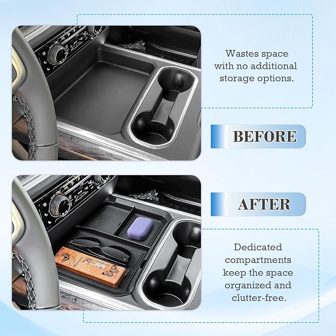 EDBETOS Front Center Console Organizer Tray for 2024 2025 2026 Chevy Silverado 2500HD/3500HD Console Compartment Cover Insert Hidden Organizer (Full Console w/Bucket Seats Only ! Not for Sierra!)