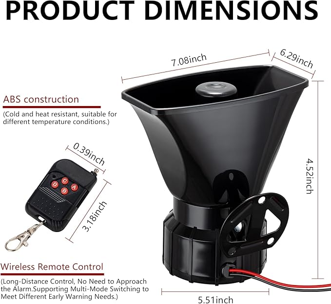 Alarm Horn Siren 7 Sound Police Siren 100w 12v Car Alarm Sirens Pa Speaker System Emergency Amplifier Alarms Kit Horn for Car Truck Lorry Boat