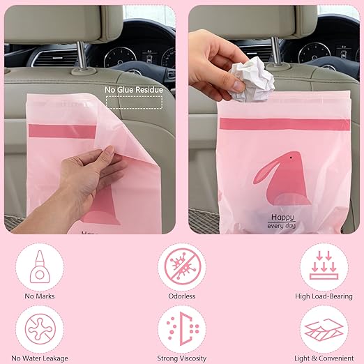 105 Pcs Car Trash Bags Disposable, Car Garbage Bag, Self Adhesive Small Trash Bags for Car, Portable Waterproof Leak Proof Barf Vomit Bags, Self Adhesive Cleaning Bags for Cars, Bedrooms, Kitchens