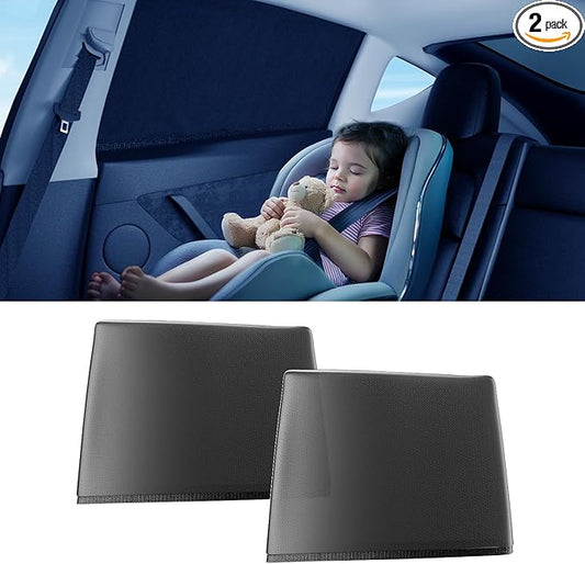 DMJN Car Window Shades for Baby (100% UV & Sun Block) Car Side Windows Covers Sun Shades for Baby in Car,Easy-Install Nano Ice-Crystal Coating-Universal Fit (Medium),2 Pack