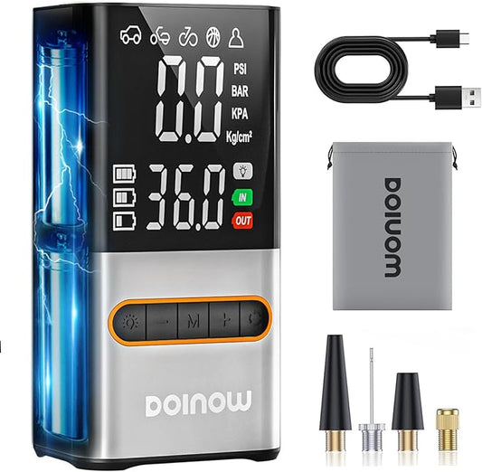 Tire Inflator Portable Air Compressor - Cordless Air Pump for Car Tires with Tire Pressure Gauge (150 PSI) - One Click Smart Pump Tire Inflator for Car, Motorcycle, Bicycle and Ball, Gift for Dad, Men