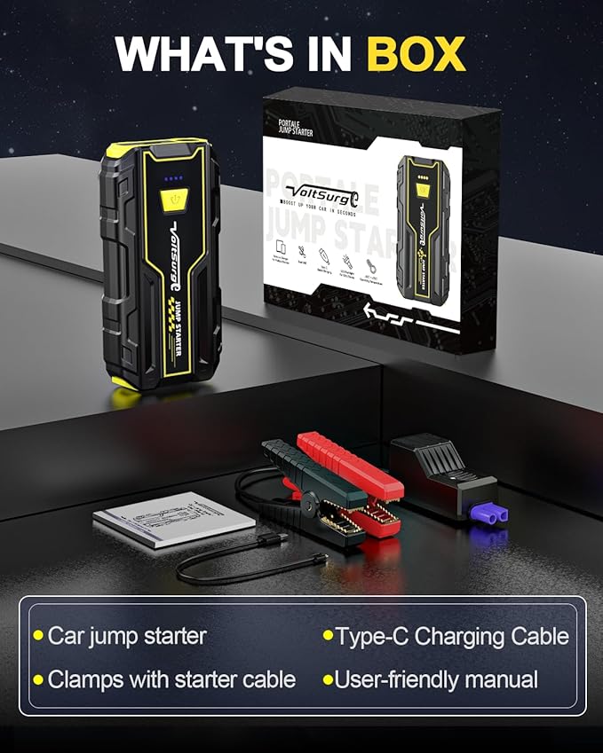 Car Jumper Starter 4000A Battery Jump Starter Portable (Engine Up to 7.0L Gas / 5.5L Diesel) 12V, Car Battery Charger, LED Flashlight with USB Port (D01S, 4000A)