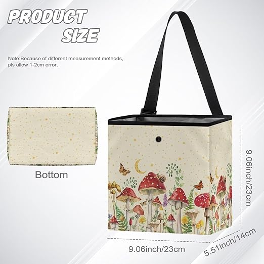 Mushroom Car Trash Can Leak Proof Auto Trash Bag Hanging Butterfly Moon Starry Night Vehicle Garbage Can Multipurpose Storage Container for Back Seat Car Accessories