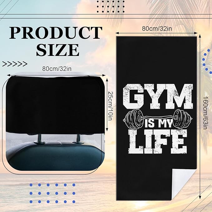 2 Pack Car Towel Seat Covers with Storage Bag, Multifunctional Towel for Gym Outdoor Sport, Picnic, Beach, Pet Dog Travel,Non-Slip Washable Car Seat Protector (Gym is Life)
