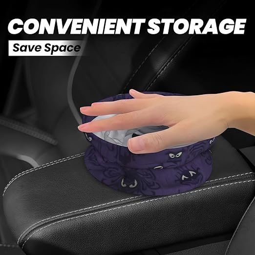 Haunted Mansion Car Trash Can Leak Proof Hanging Waterproof Garbage Can Multipurpose Trash Bin for Car SUV Front Seat Headrest Collapsible and Portable Storage Pocket