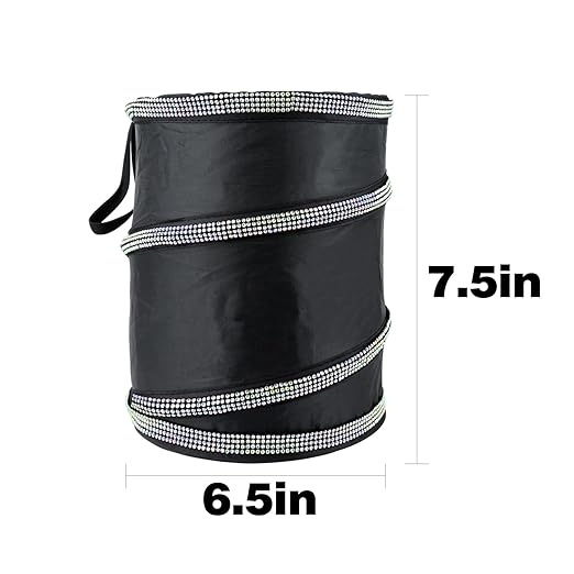 eing Car Trash Can, Portable Garbage Bin with Bling Diamonds, Collapsible Pop-up Water Proof Bag, Waste Basket Bin, Rubbish Bin (1 Pack, AB)