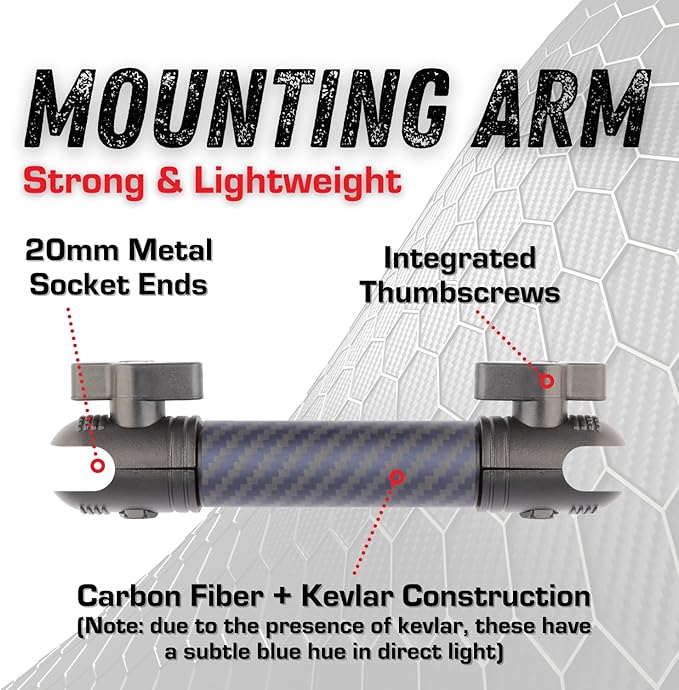 Bulletpoint Mounting Solutions Dash Mount 5.9" Arm Compatible with iPhone and Android Smartphones - Fits 20mm Attachment Ball (Carbon Fiber + Kevlar)