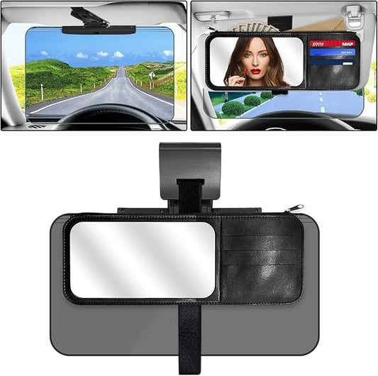 Sun Visor Extender for Cars,3 in 1 Adjustable Polarized Sun Visor Extender,Visor Organizer and Mirror for Car. Polarized Car Sun Visor,Safe Driving Extension for Glare/UV,Clip on, Universal（XL）