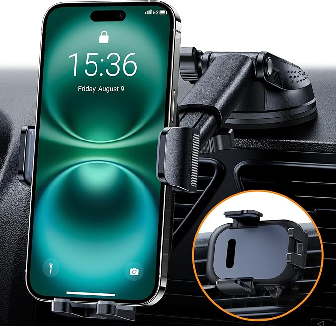 hitolza Ultra Stable Phone Holders for Your Car [Powerful & 360 Adjustable Suction Cup] Universal Car Phone Holder Mount Long Arm Flexible Car Mount for Dashboard Windshield Air Vent All Phone Case